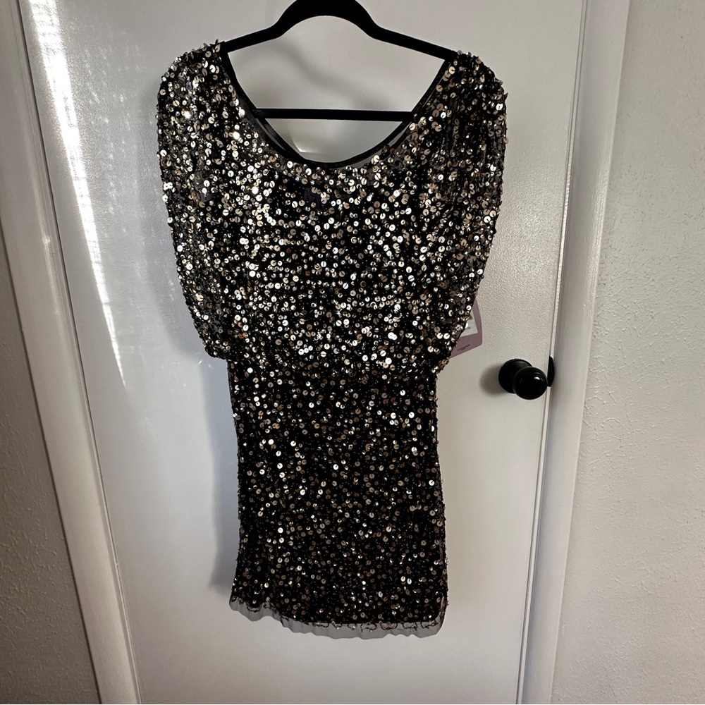 Black and Gold Sequin Dress